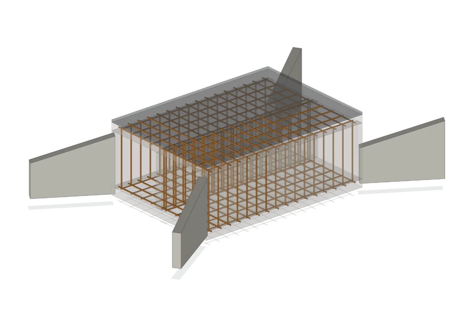 3D model of an RCC box culvert with every reinforcement bar modelled in place