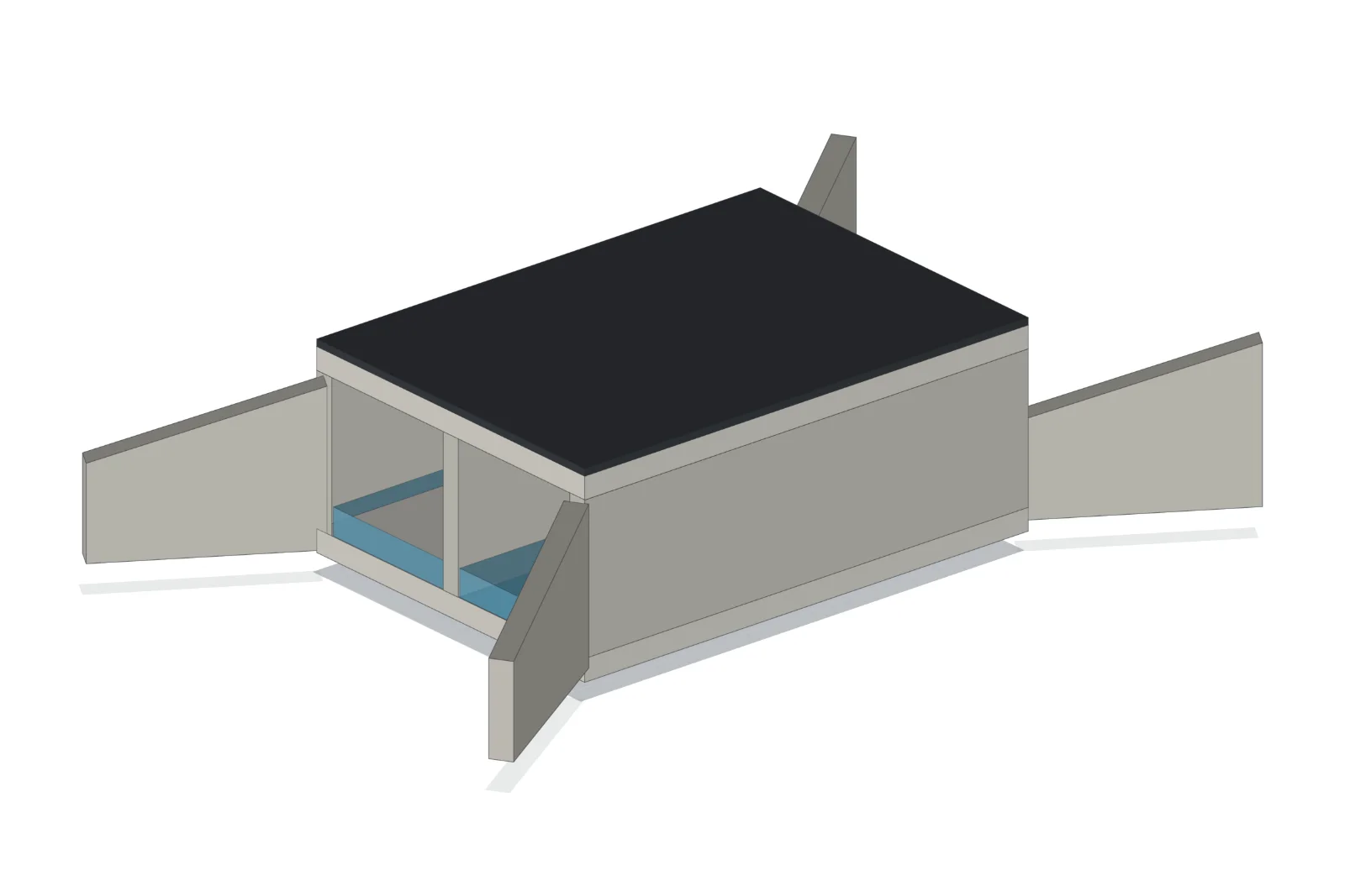 3D render of a two-cell RCC box culvert
